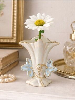 Vintage Lusterware Bud Vase with Butterfly Handles – Iridescent Floral Vase